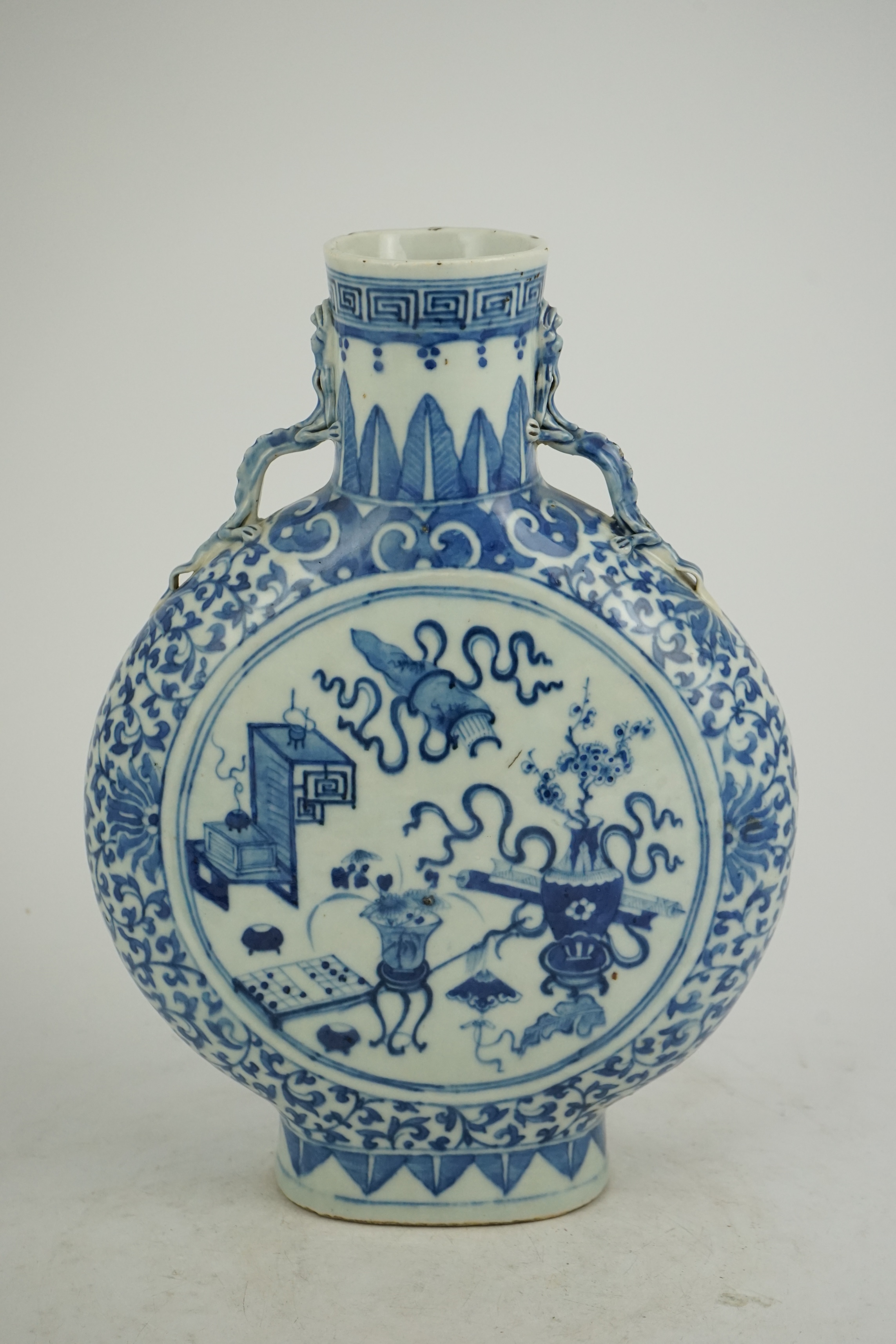 A large Chinese blue and white moonflask, bianhu, 19th century